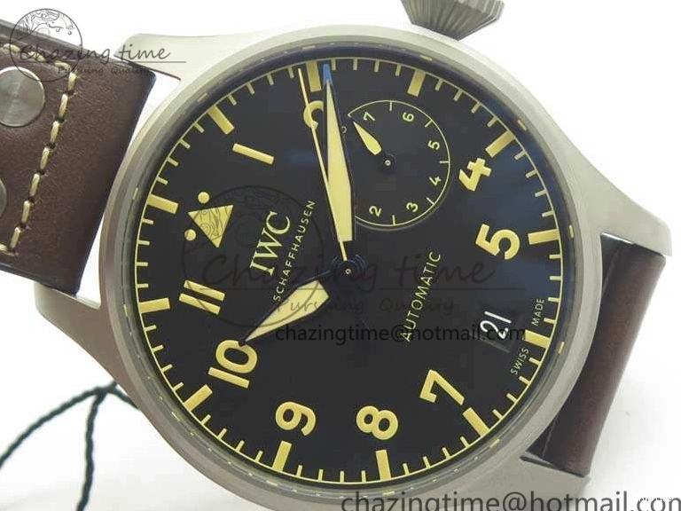 MIROTIME 0228 Big Pilot IW501004 Titanium ZF 1:1 Best Edition Black Dial On Brown Leather Strap A ZeroBulk 7212